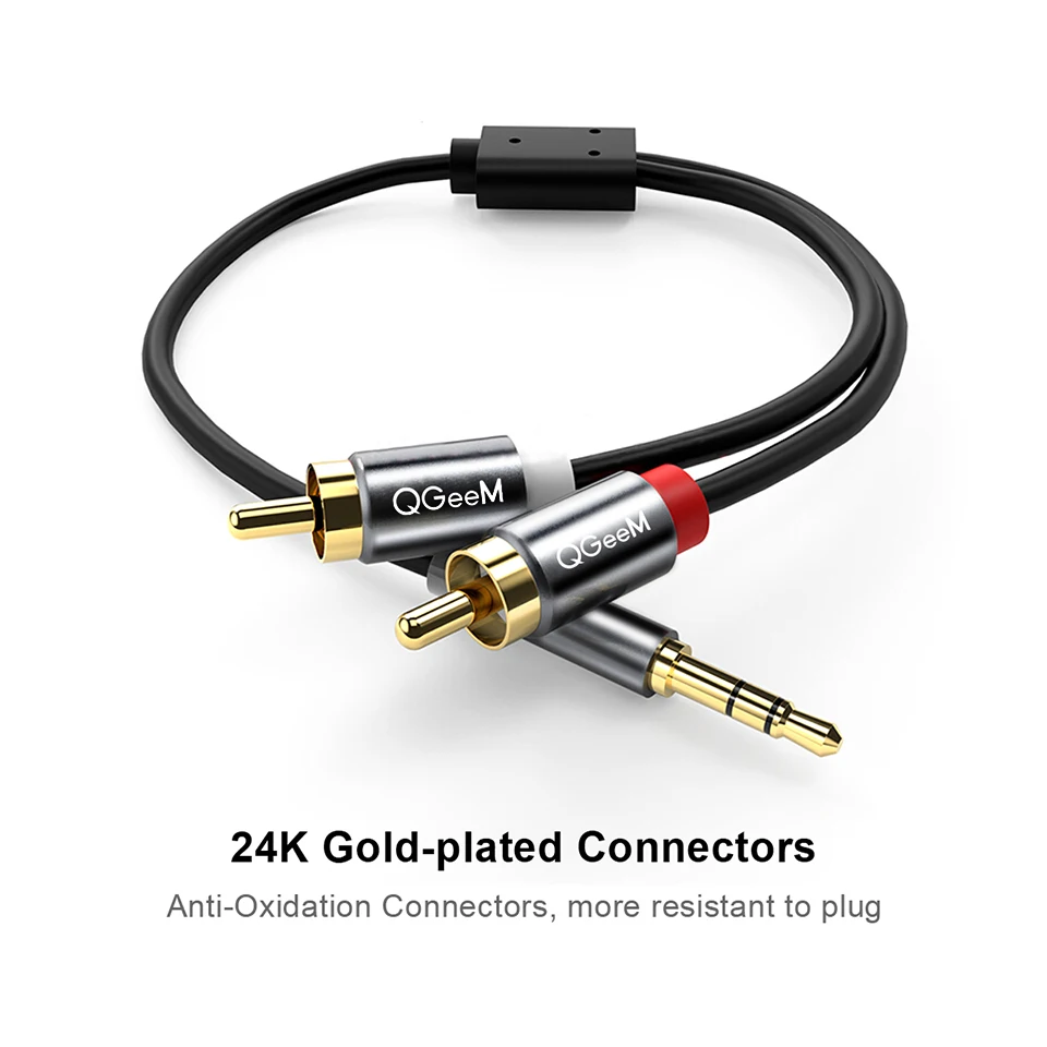 Kabel RCA QGeeM 2RCA ke 3.5mm, - Home Cinema Tv ulasan dan harga